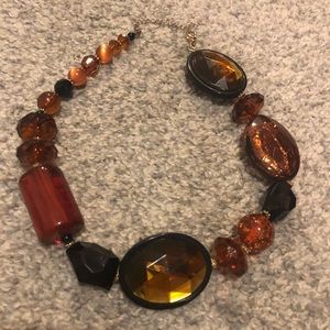 Chunky brown large gem chocker necklace honey bead